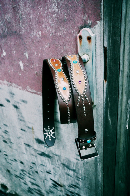 STUDDED BELT BROWN